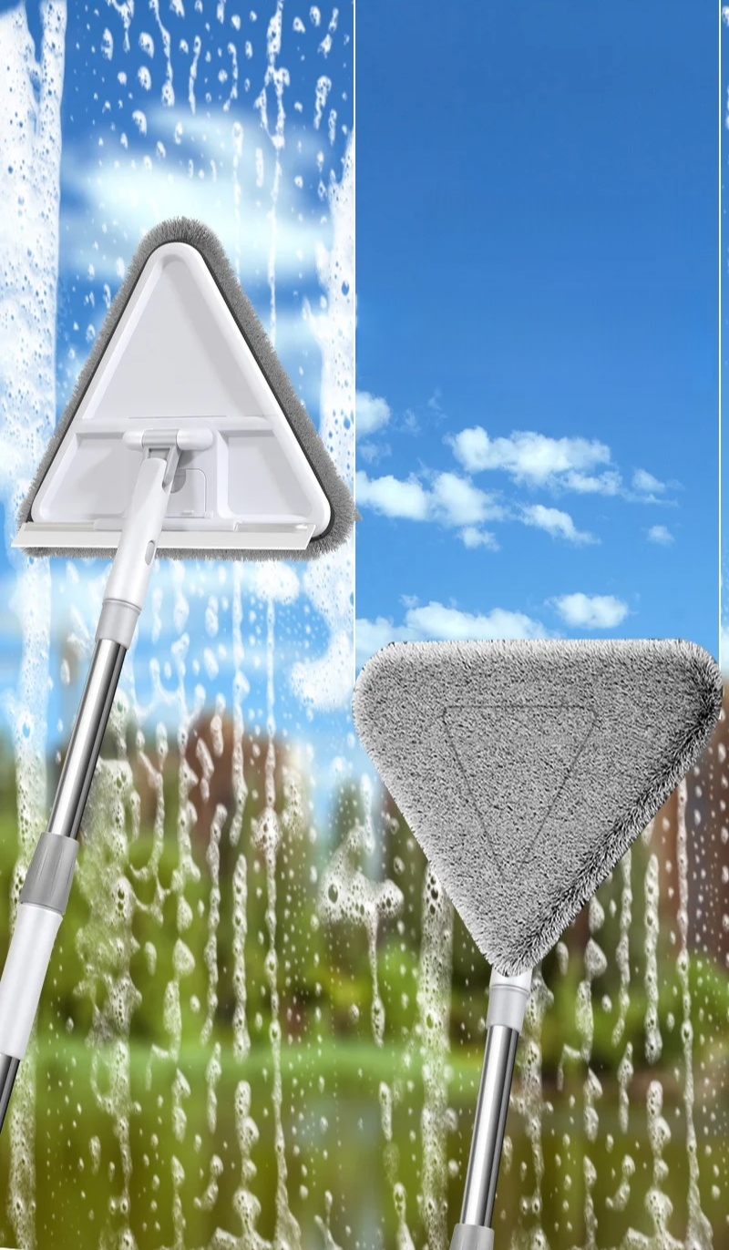 Mopa triangular extensible limpiando techo alto