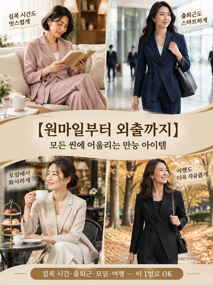 루즈핏의 젊고 감각적인 여성용 투피스