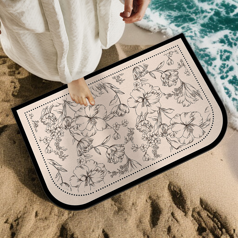 พรมปูพื้นห้องน้ำแบบเรียบง่าย ดูดซับโคลนไดอะตอม แห้งเร็ว