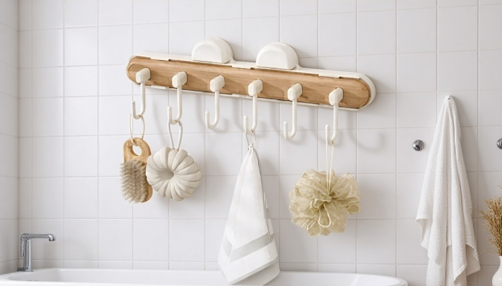 多功能吸盤伸縮掛鉤掛毛巾