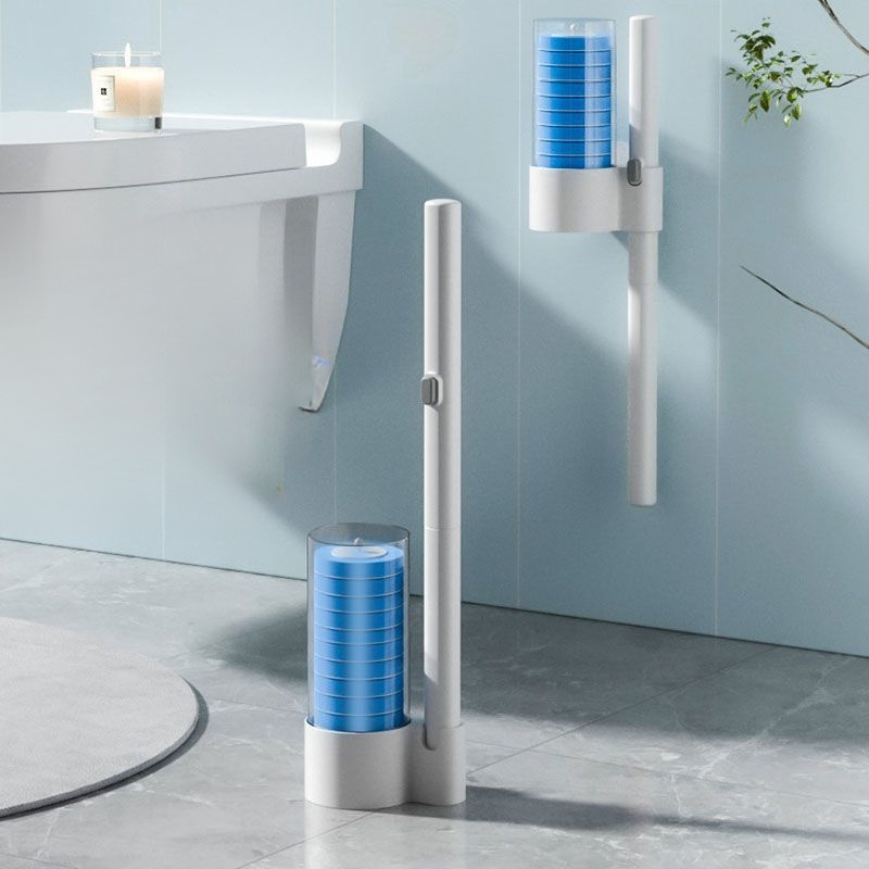 Portable disposable toilet brush