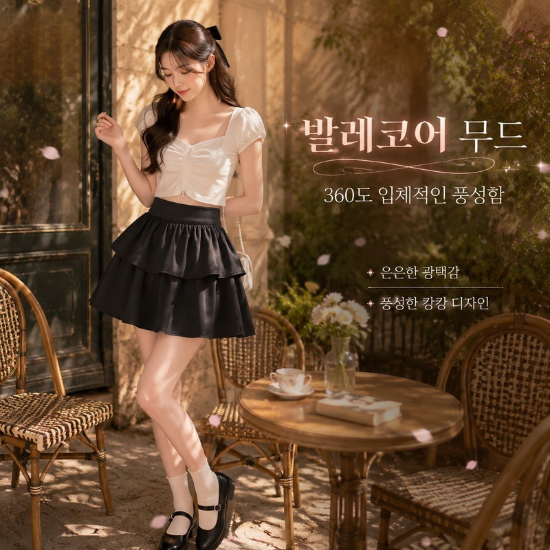 블랙 하이웨스트 케이크 스커트, 체형 보정, 풍성한 몸매에 추천