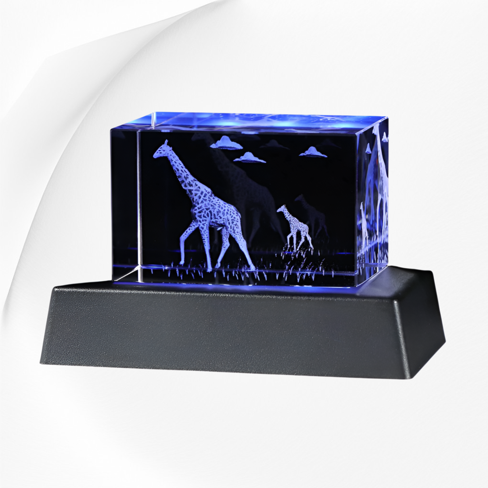 3D grabado en cristal lámpara nocturna pequeña 