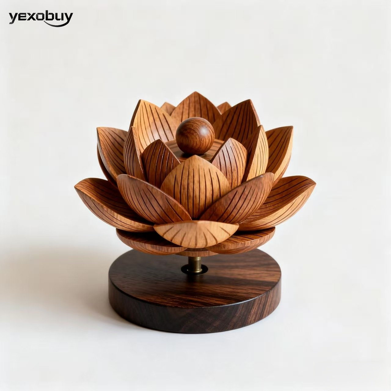 나무 연꽃 장식 (2개)