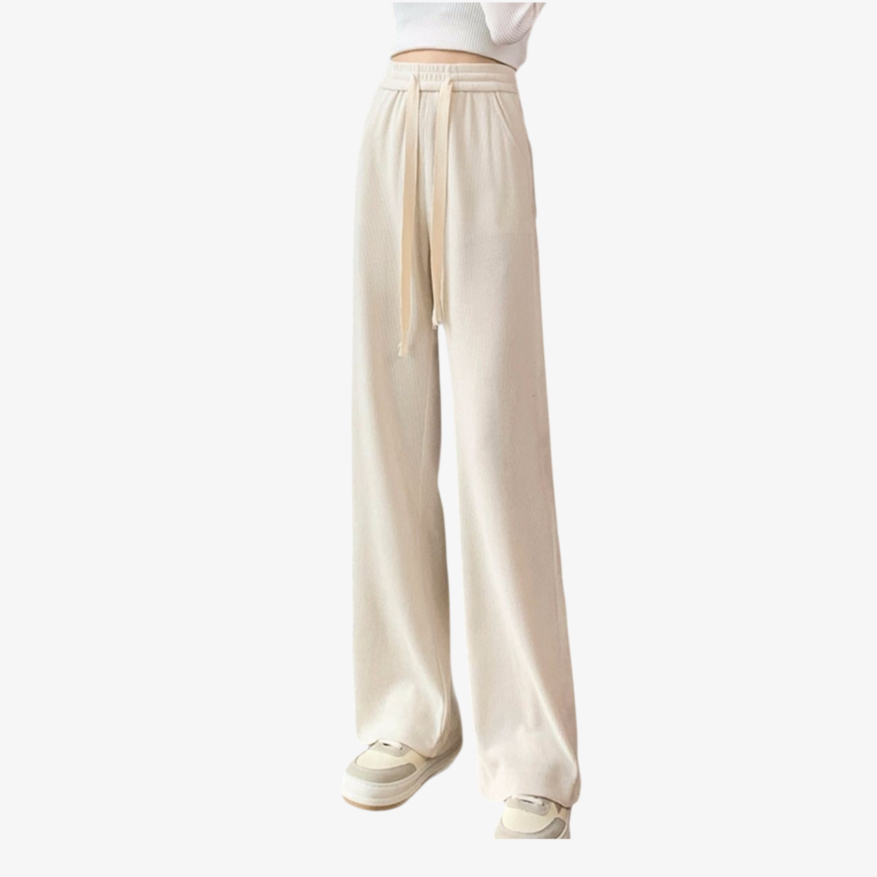 Women's Casual Fleece Pants High Waist Wide Leg Daily Commuter Style