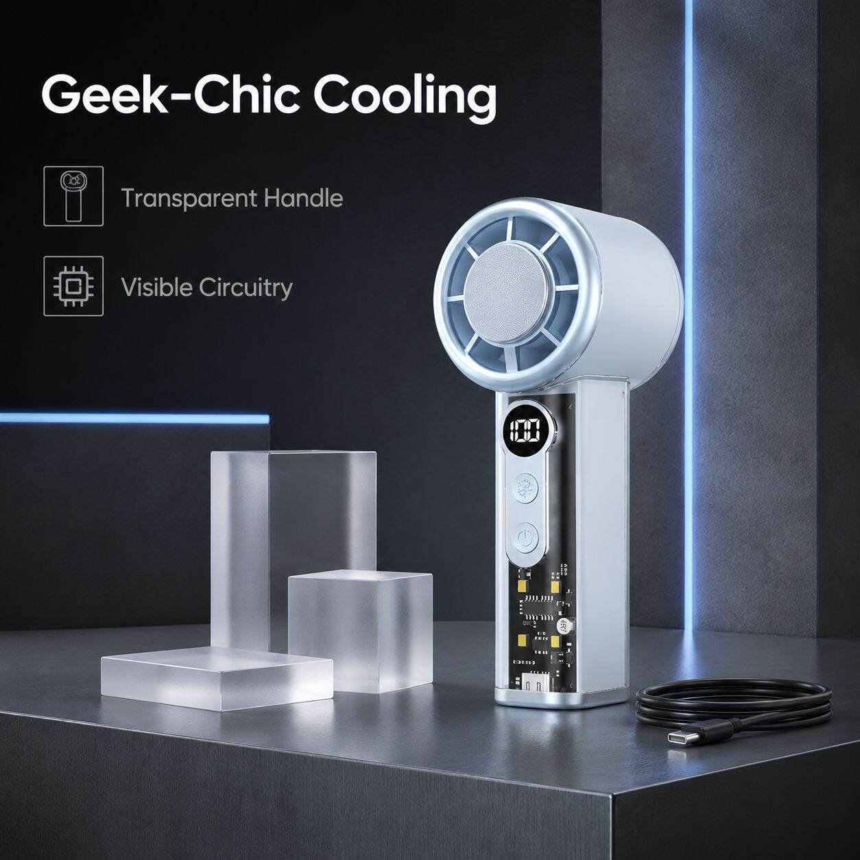 Digital Display Portable Mini Turbo High-Speed Fan