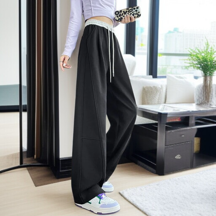 고탄력 스포츠 바나나 팬츠 캐주얼 일자 팬츠 여 슬림핏 춘추 커브 와이드 팬츠