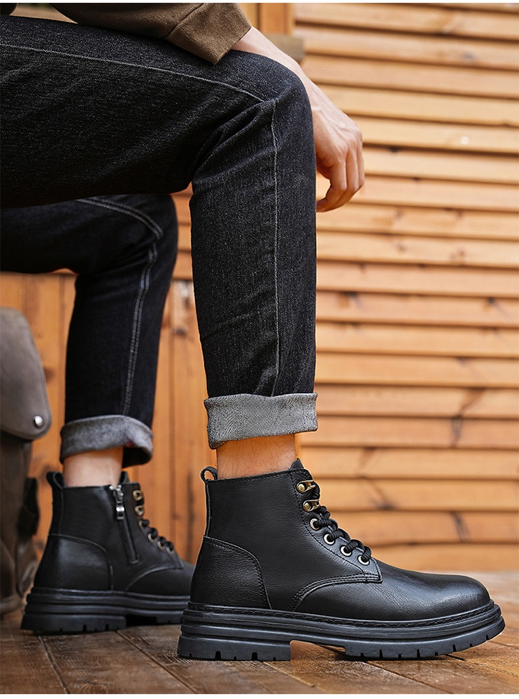 튼튼한 밑창의 남성 가죽 워커