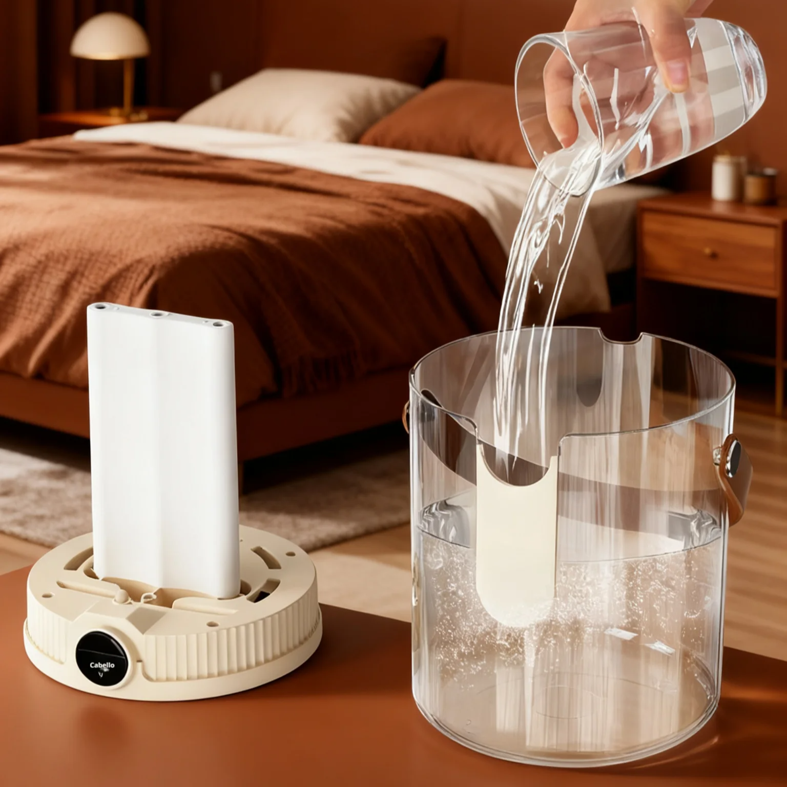 Mini humidificador con luz nocturna, triple salida y gran niebla