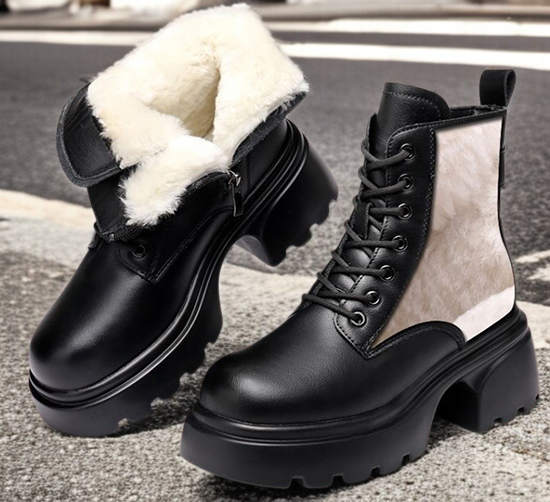 여성용 플랫폼 플리스 안감 영국 스타일 마틴 부츠