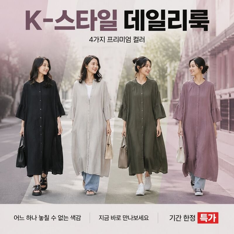 여성용 벨슬리브 루즈핏 롱 셔츠 드레스