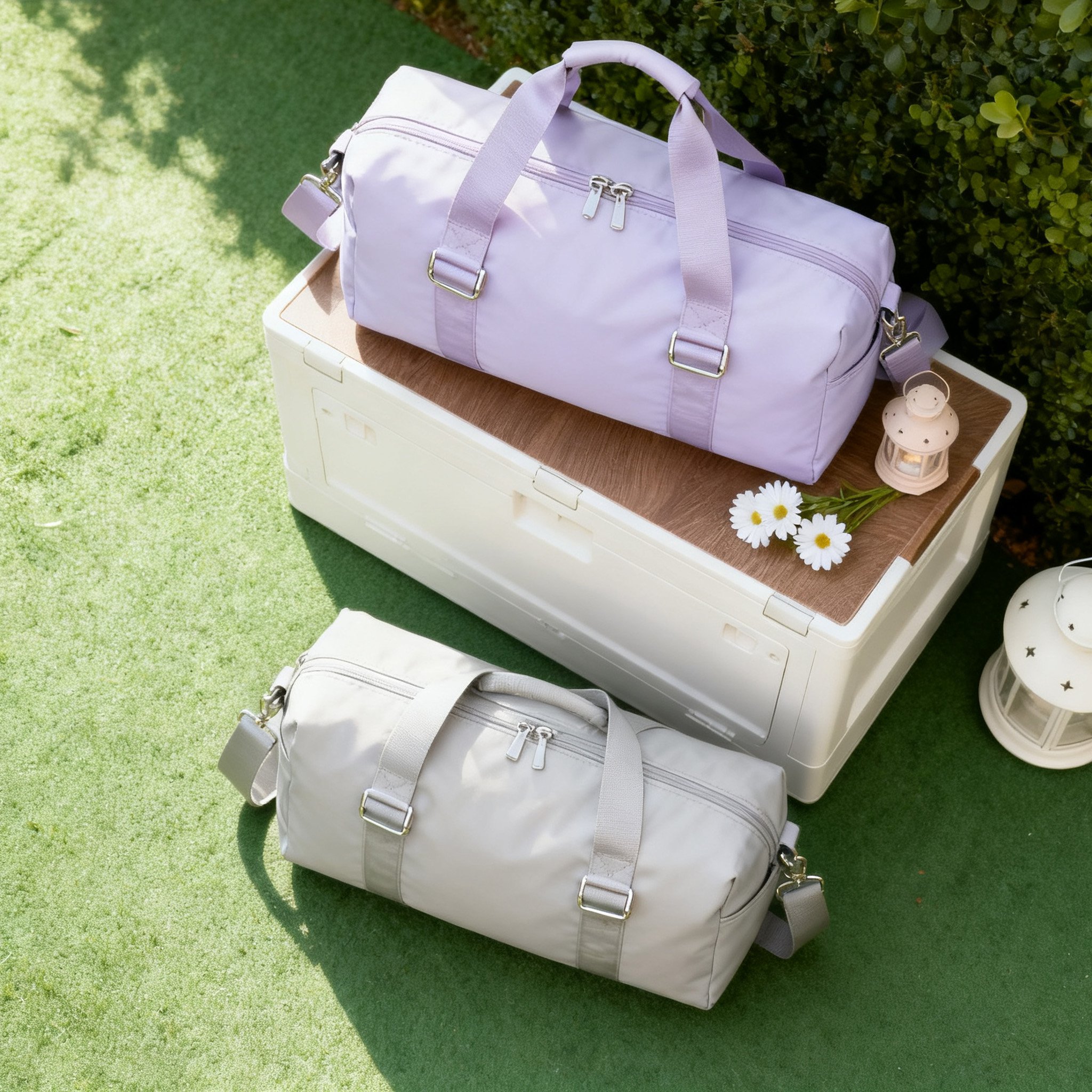 캔버스 소재의 튼튼한 여행 가방 디테일