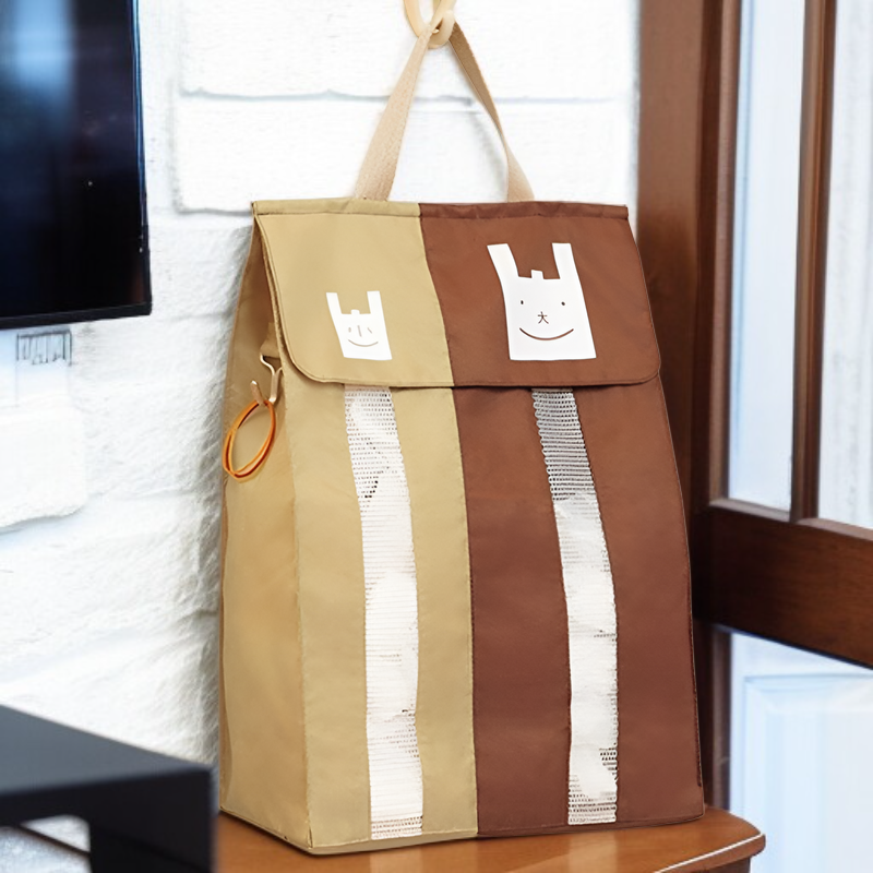 Easy access kitchen trash bag dispenser close-up