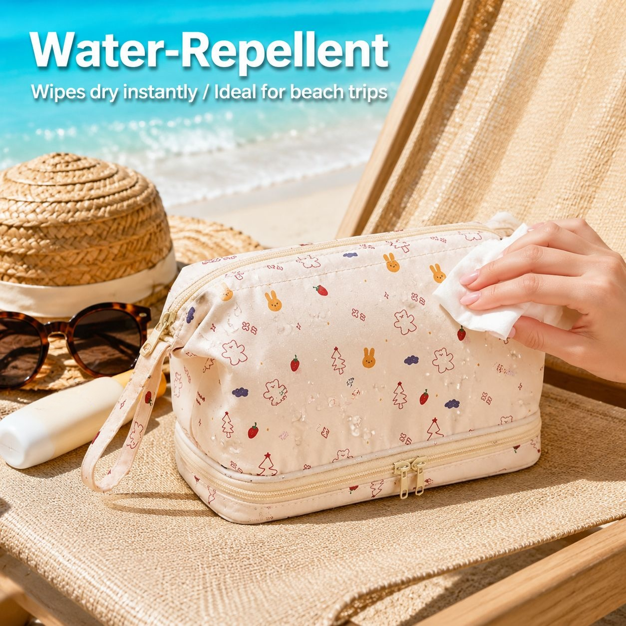 Double-layer Waterproof Cute Makeup Bag Large Capacity Organizer