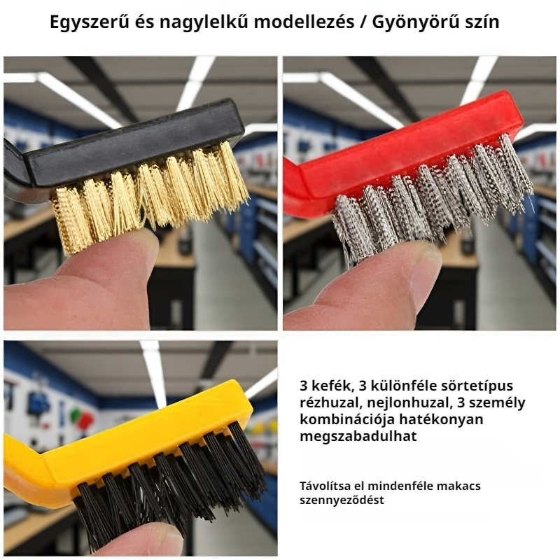 Hosszú nyelű, erős szennyeződést eltávolító gázrezsó tisztítókefe acél sörtékkel