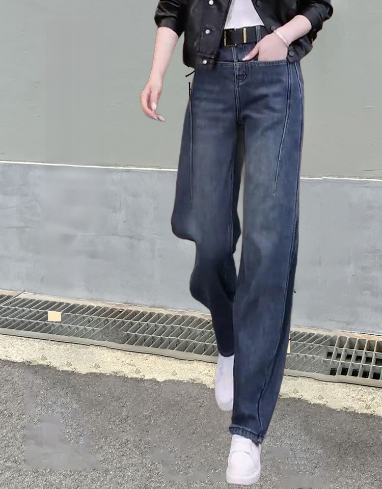 하이 웨스트 레트로 와이드 데님 팬츠