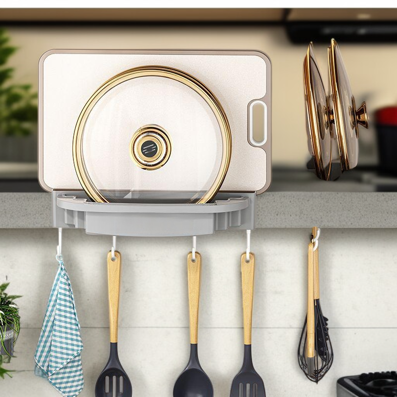Multifunkční nástěnný držák na pokličky do kuchyně