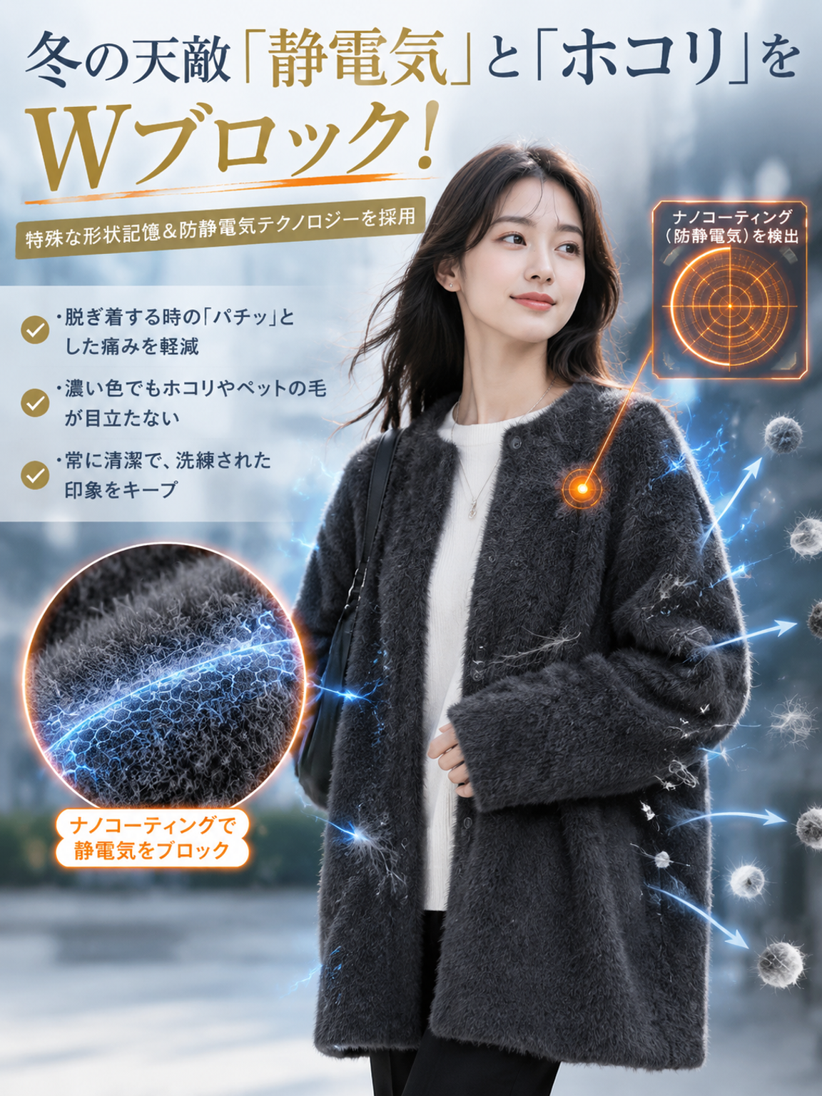 有名キャスター愛用＆紀州高野口の職人監修！港区女子の「極暖・美シルエット」カーディガン