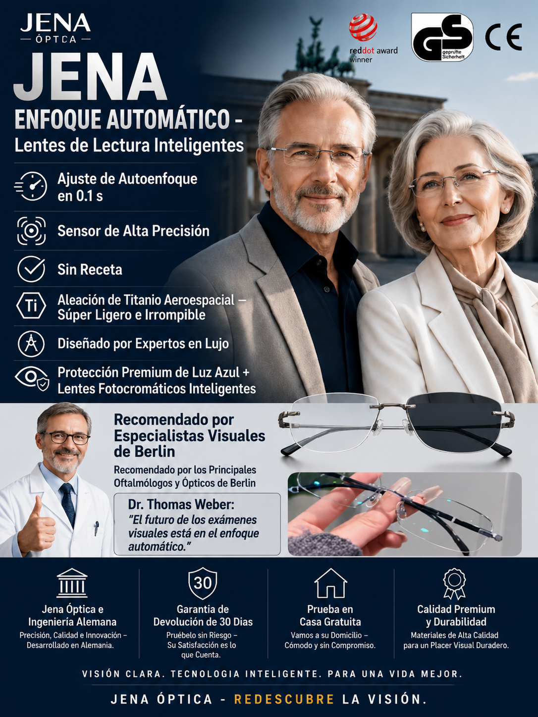 【Sin necesidad de examen de la vista】 Óptica de Jena - Lentes con enfoque automático