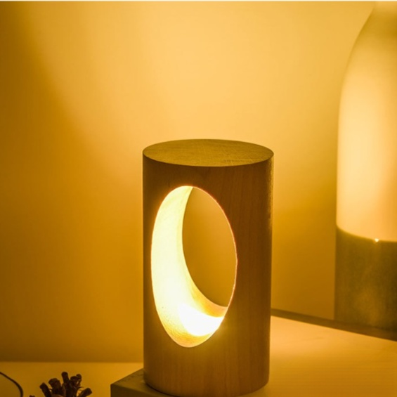 Smart Sensor Solid Wood Night Lamp