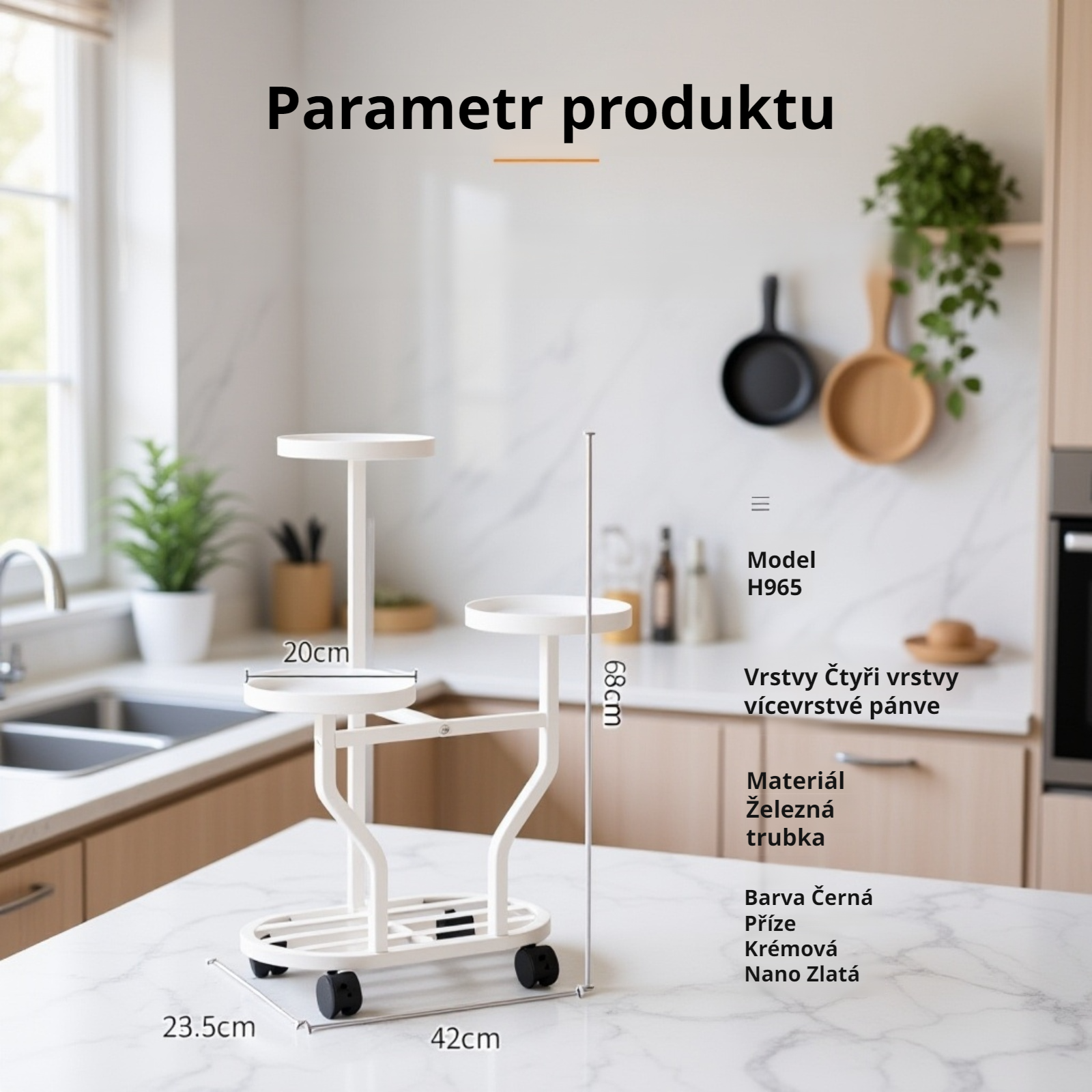  Pohyblivý stojan na pokojové rostliny s 360° otočnými kolečky