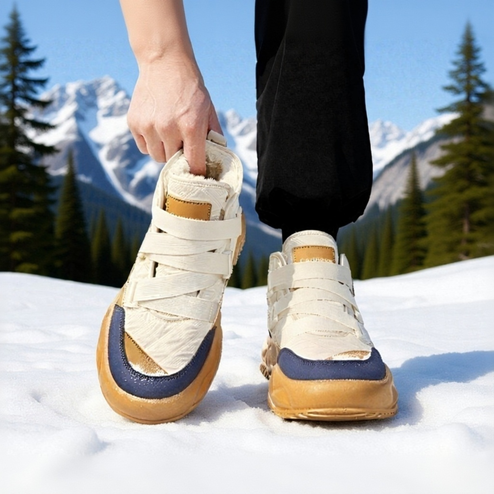 メンズ冬用防滑スノーシューズ 2025年新発売 暖かい大きいサイズ 短筒ブーツ