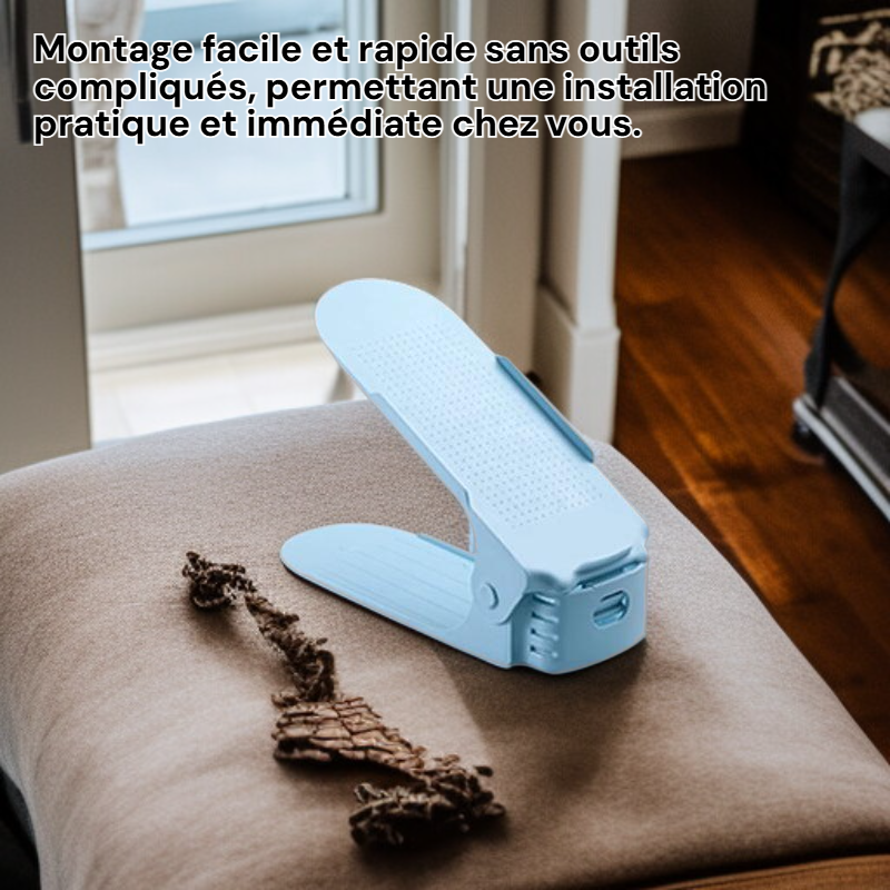 Étagère à chaussures multifonction à deux niveaux pour la maison, hauteur réglable, gain de place