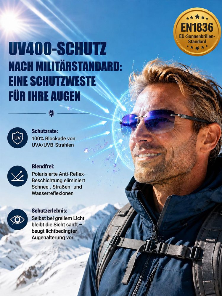 Ultra-leichte randlose Lesebrille mit Diamantschliff
