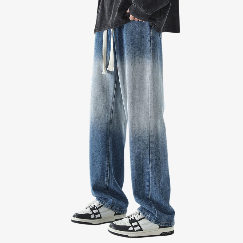 남자 와이드 일자 청바지 배기 캐주얼 팬츠 와이드 팬츠 남자 와이드 팬츠 그러데이션 봄가을 청바지