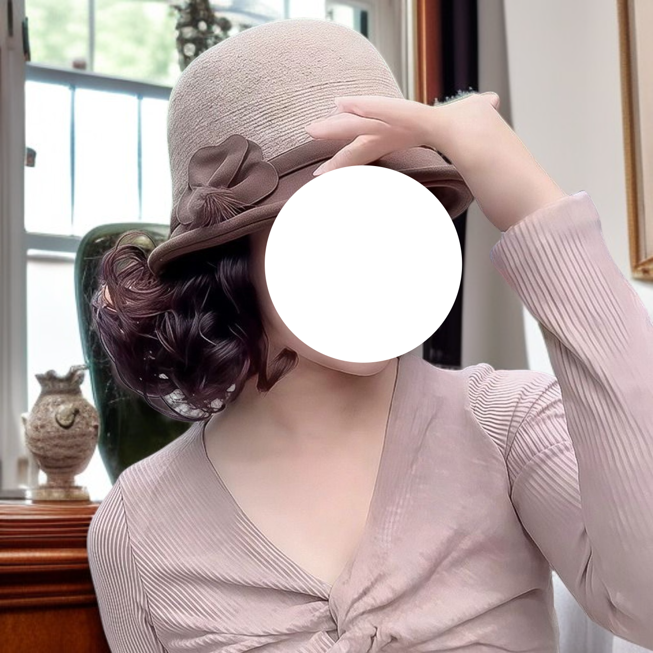 모자 가발 두꺼운 버킷햇 귀여운 웨이브 단발 머리 가발