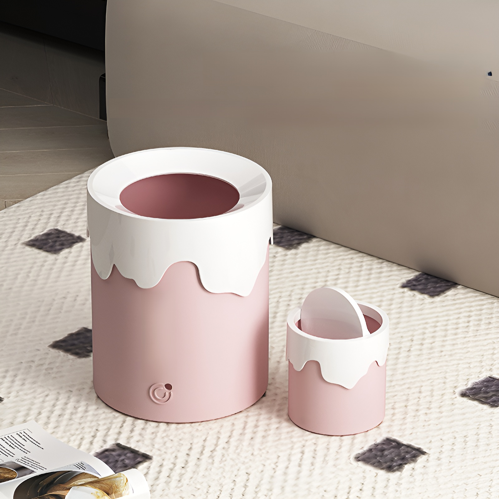 Poubelle créative grande avec couvercle pour salon, chambre, salle de bain et toilettes