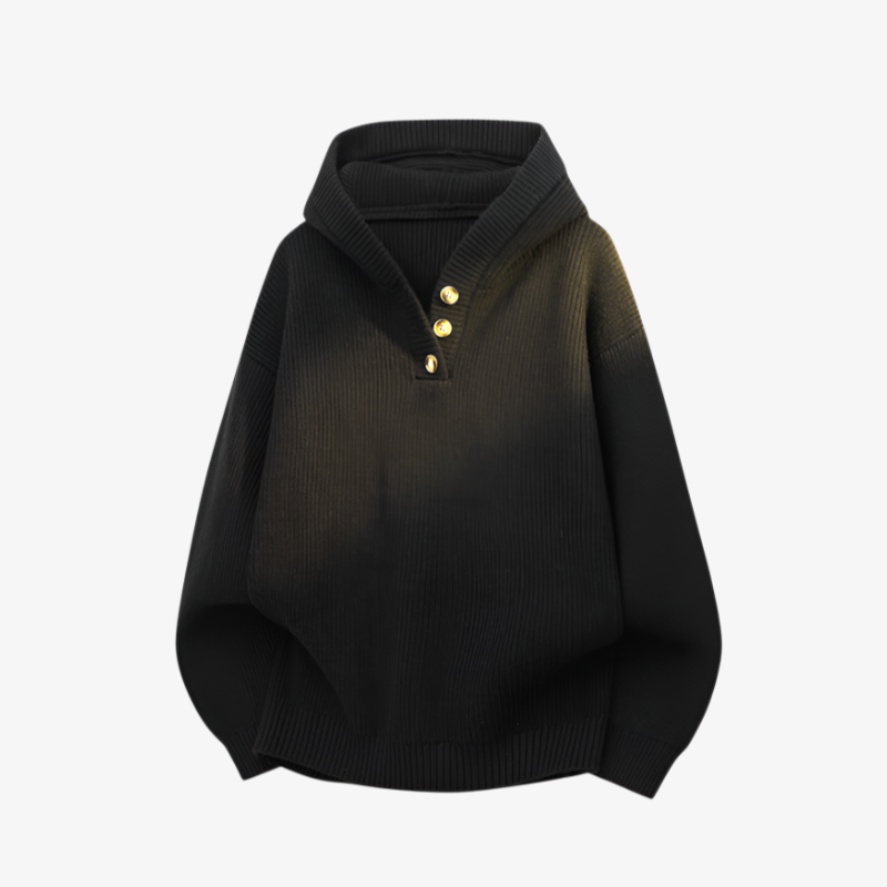 メンズ クロスボーダー トレードセーター 2025年秋冬新作 若々しくエネルギッシュなゆったりフード付きプルオーバー 厚手ニットセーター