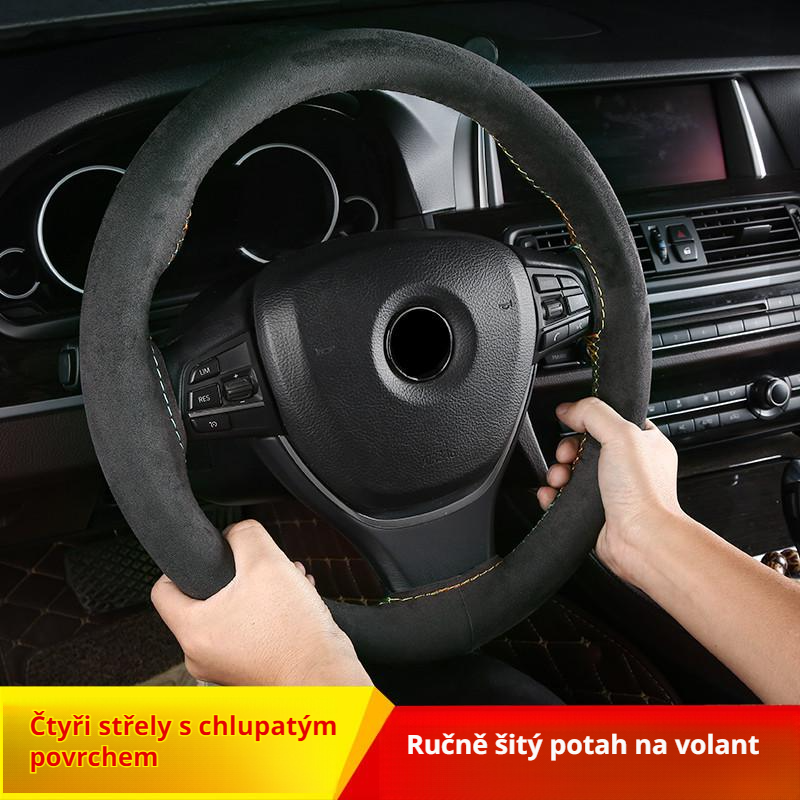 Celoroční ručně šitý semišový potah na volant z umělé kožešiny