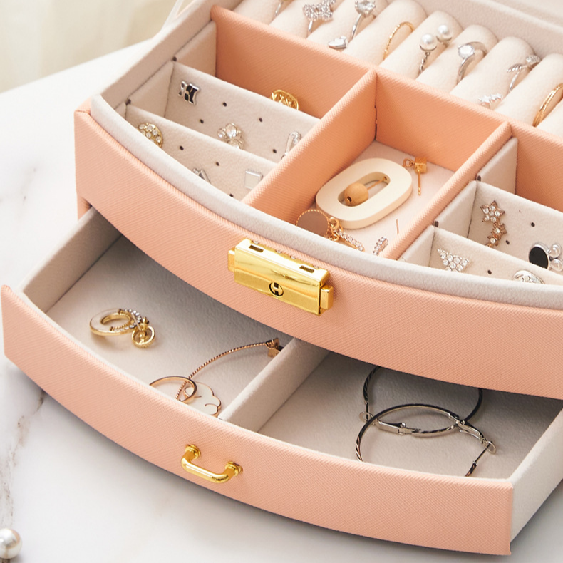 Caja de joyas de princesa con cerradura y cajones