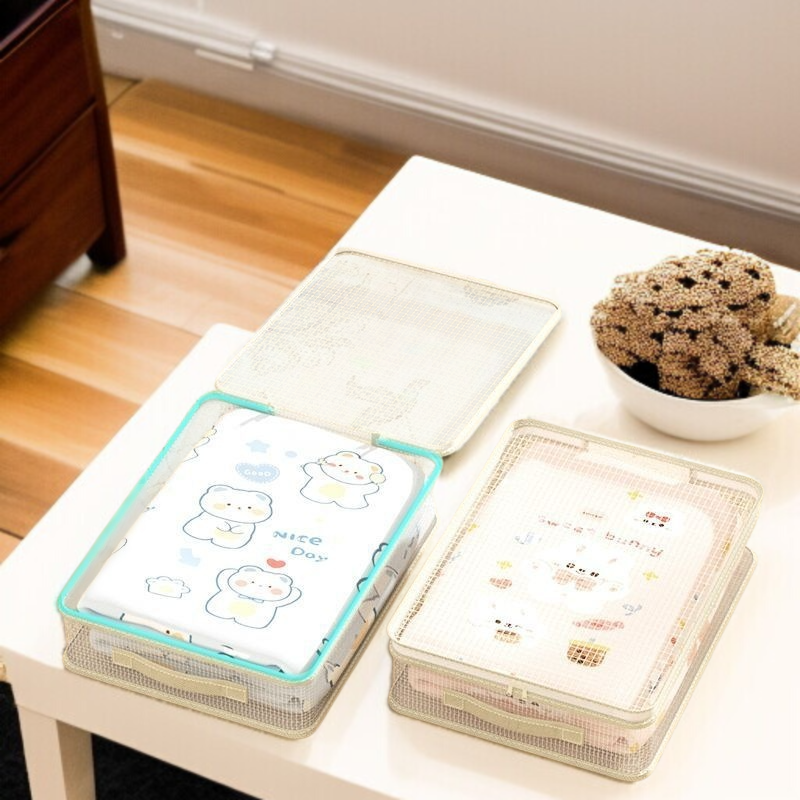 간절기 수납 가방 4종 세트 곰팡이 방지 의류 정리 가방 면 이불 수납 가방 칸막이 망사 옷장 수납 가방