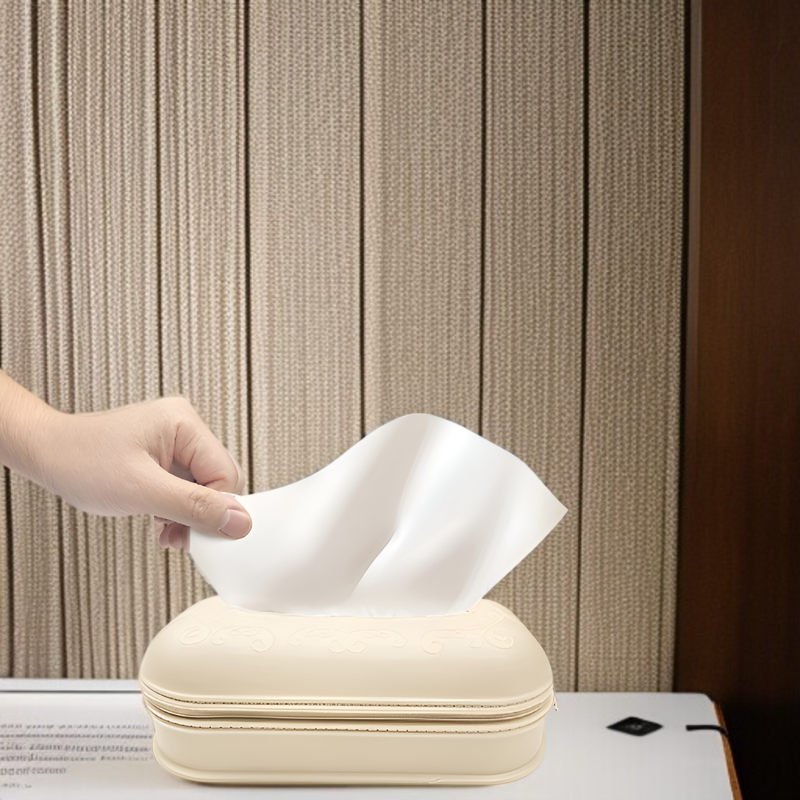 シリコンティッシュボックス 家庭用 リビングルーム コーヒーテーブル ペーパーボックス 車用 ペーパーボックス ジッパー付き 壁紙 ティッシュ収納ボックス