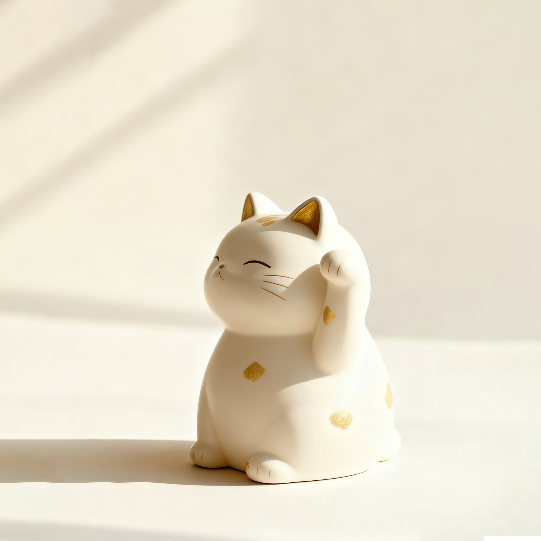 縁起の良い招き猫オブジェの正面写真
