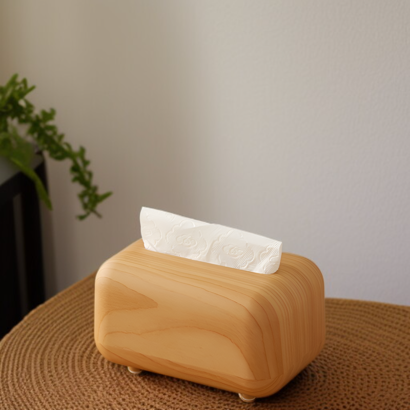 Boîte à mouchoirs effet bois naturel