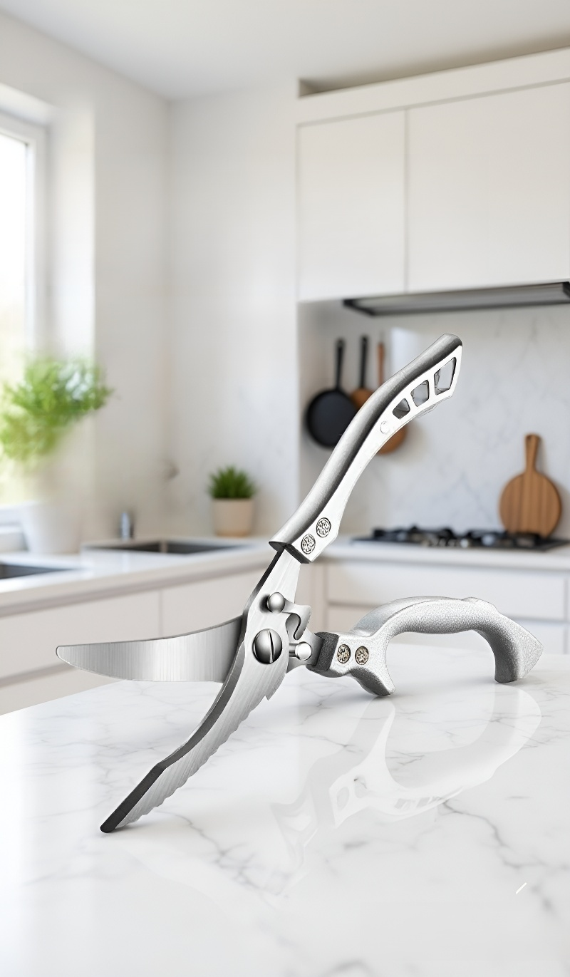 주방용 스테인리스 스틸 가위 날 부분 확대