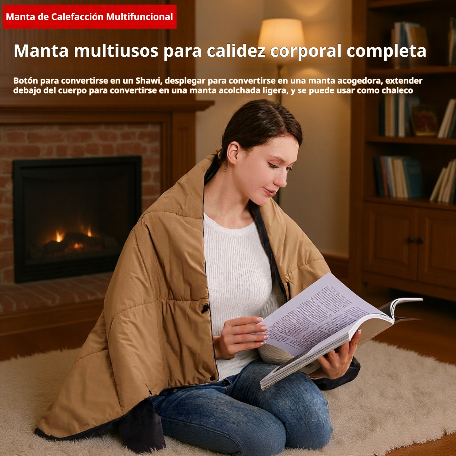 Chaleco Manta Calefactable con Forro Acolchado, Manta de Calor Portátil