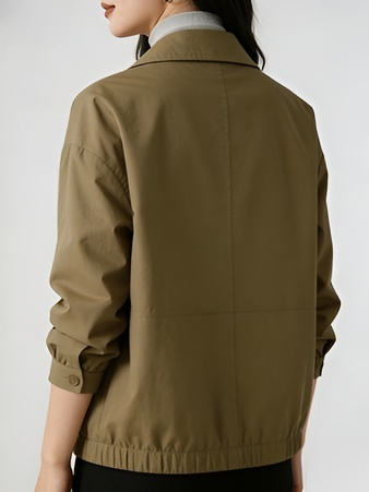 Taillierte Feldjacke mit Reverskragen in Khakigrün