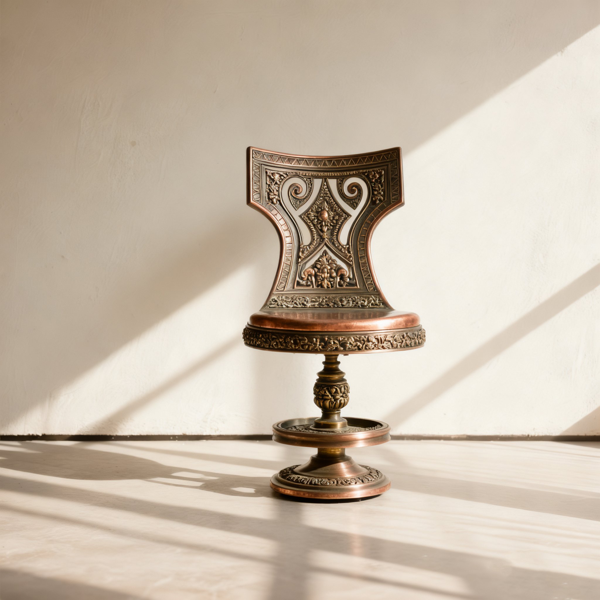 เก้าอี้เหล็กหล่อหมุนได้ลายแกะสลัก