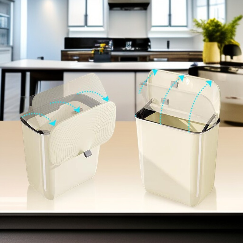 صندوق قمامة بغطاء كبير السعة للحمام والمطبخ وغرفة المعيشة قابل للتثبيت على الحائط