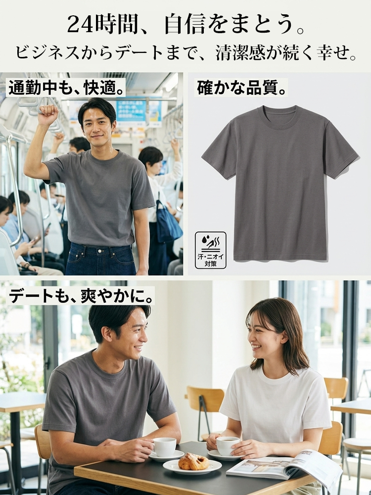 カップルお揃いクルーネックTシャツ