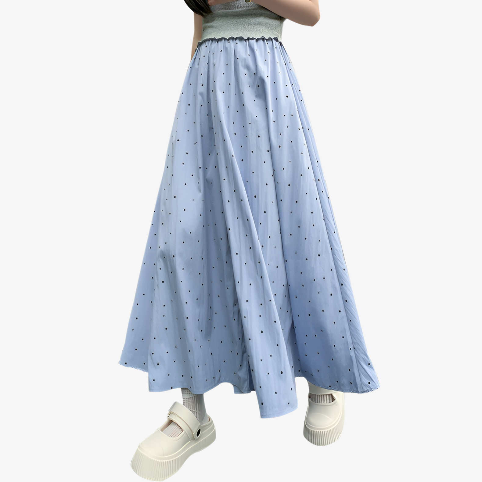 夏にぴったりの涼しいドット柄ワイドパンツコーディネート例