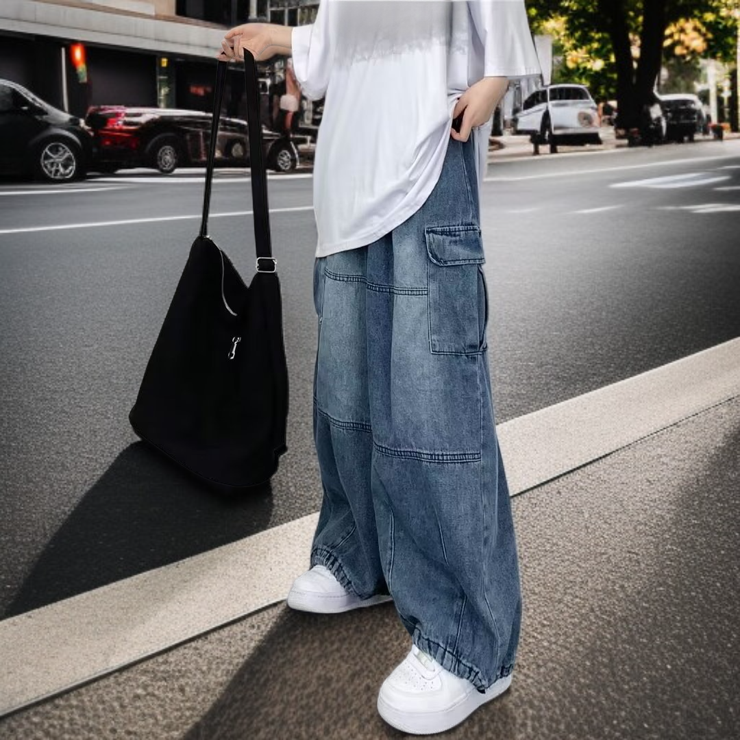 캐주얼 데일리룩 레트로 데님 팬츠