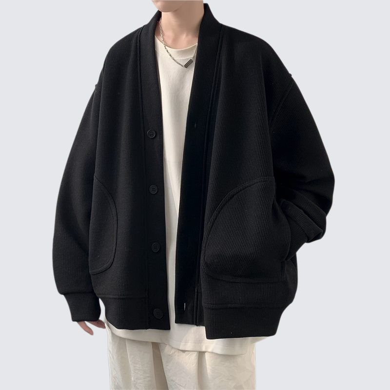 男士連帽抓絨內裡開襟外套保暖款