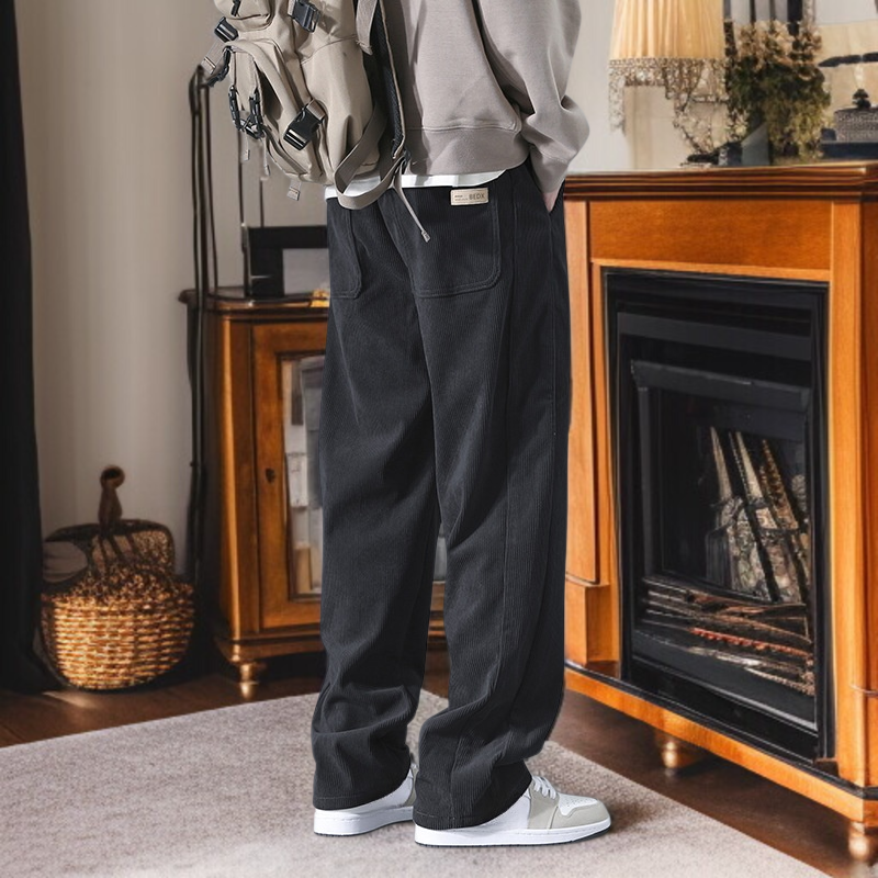 봄가을 남자 캐주얼 팬츠 일자 와이드 코듀로이 팬츠 남자 멋쟁이 트레이닝 캐주얼 팬츠