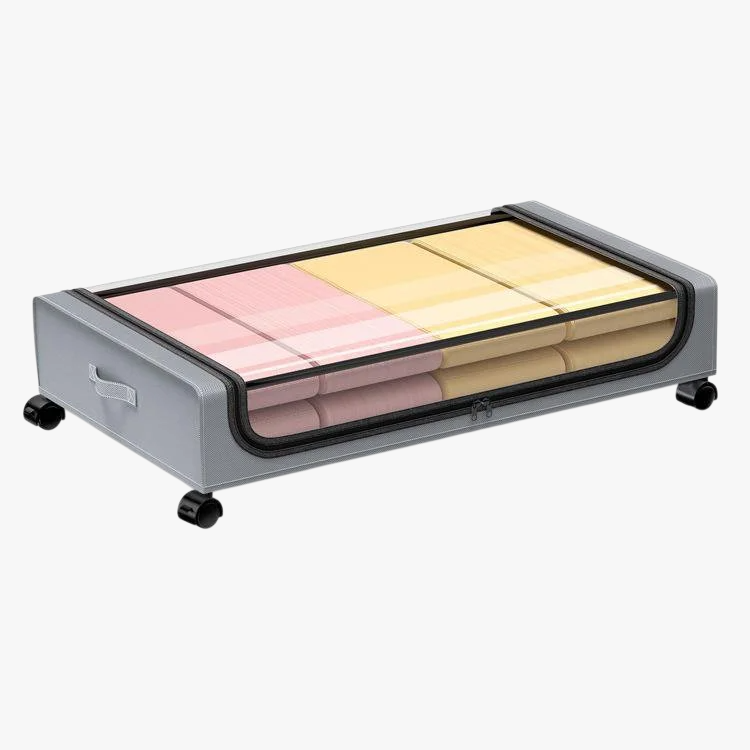 Wheeled, dustproof, covered folding under-bed storage box