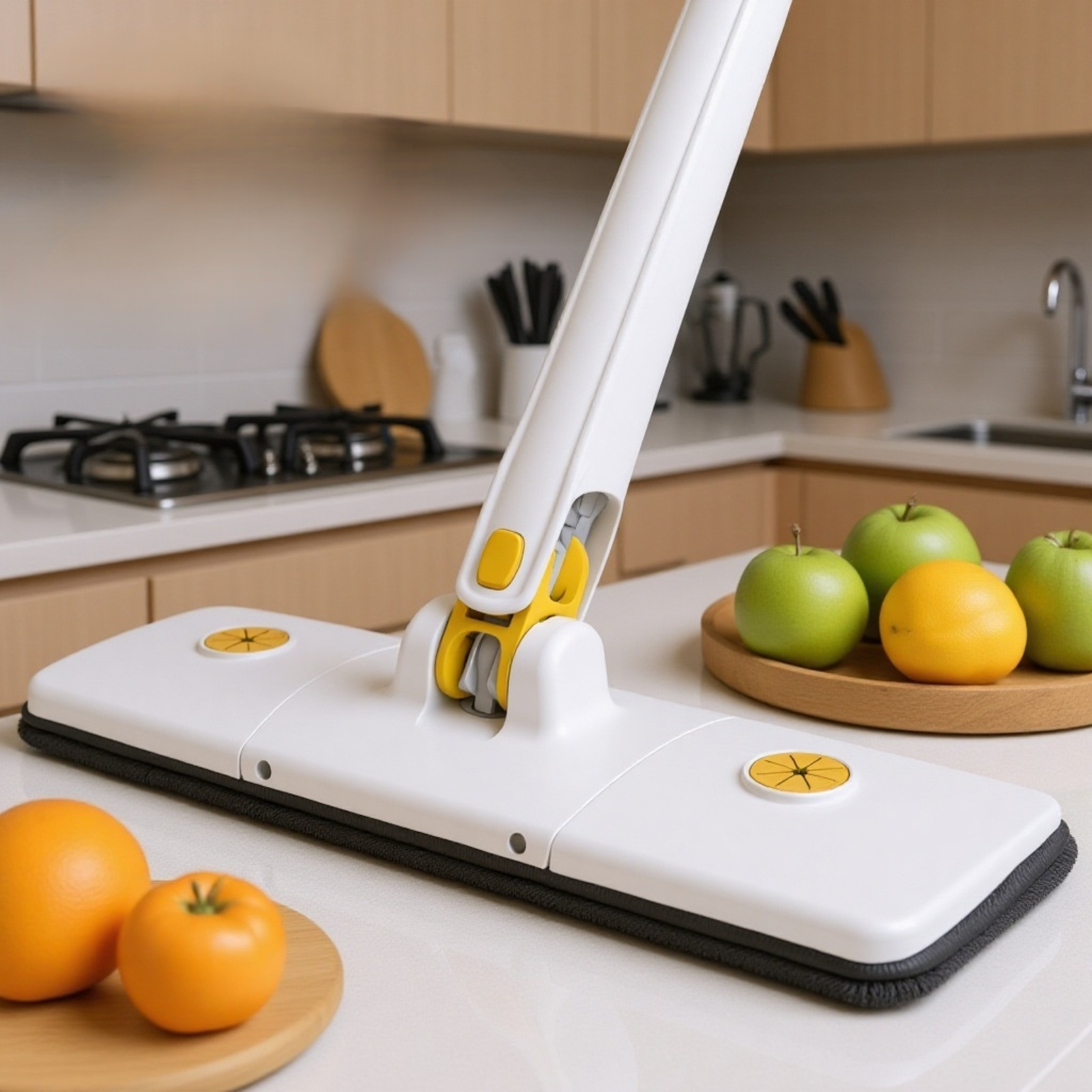 Mopa plana de 36 cm para el hogar, uso seco y húmedo, autoescurrible